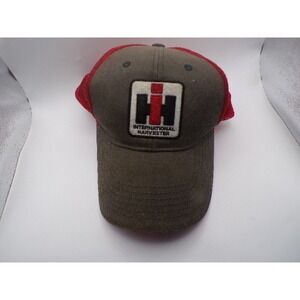 International Harvester IH Trucker Hat Grey Red Mesh Adjustable CNH Licensed Cap